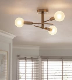 Habitat Globe Ribbed Metal Bathroom Ceiling Light - Brass 13 Habitat Globe Ribbed Metal Bathroom Ceiling Light - Brass -Habitat Store 1233711 R Z002C