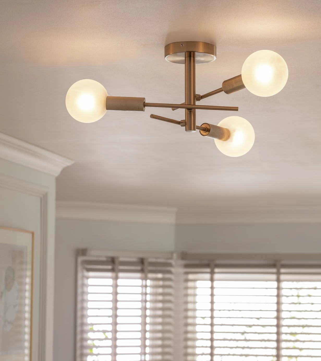 Habitat Globe Ribbed Metal Bathroom Ceiling Light - Brass 7 Habitat Globe Ribbed Metal Bathroom Ceiling Light - Brass - Image 7