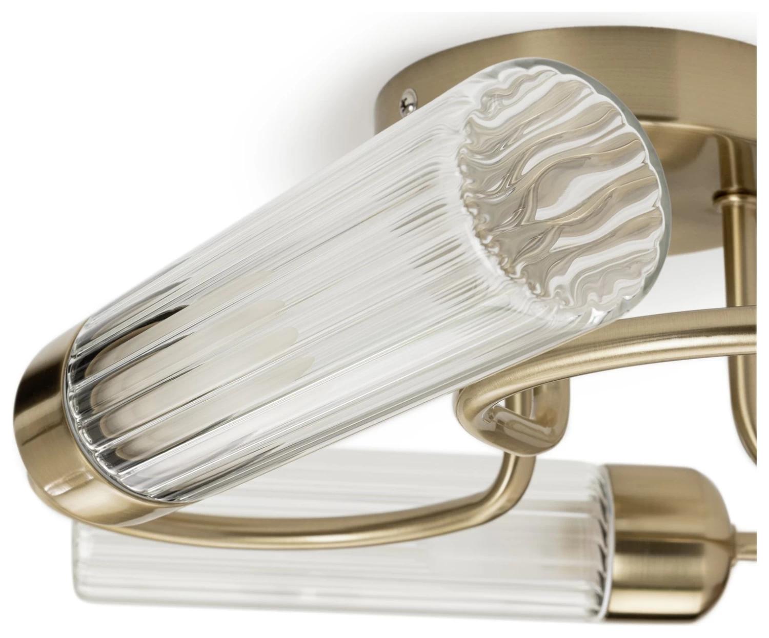 Habitat Ribbed Metal 3 Light Bathroom Ceiling Light - Gold 4 Habitat Ribbed Metal 3 Light Bathroom Ceiling Light - Gold - Image 4
