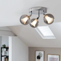 Habitat Globe Metal Bathroom Flush To Ceiling Light - Silver -Habitat Store 1233883 R Z002C