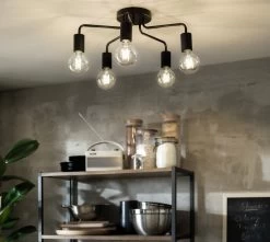 Habitat Rayner Steel 5 Light LED Flush Ceiling Light - Black -Habitat Store 1518261 R Z003C