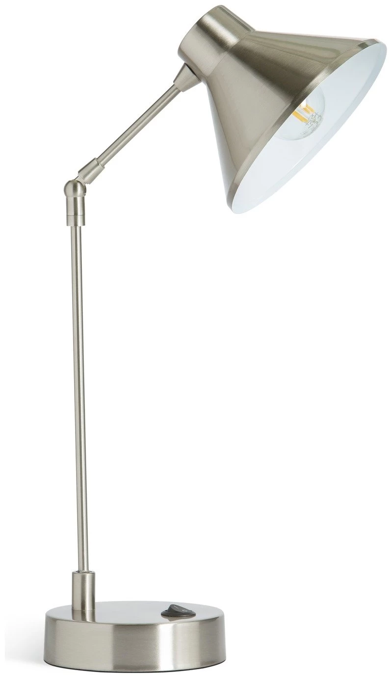 Habitat Bobby Metal Desk Lamp - Silver 2 Habitat Bobby Metal Desk Lamp - Silver - Image 2