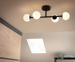 Habitat Opal Metal Bathroom Flush Ceiling Light - Black -Habitat Store 2067405 R Z002C