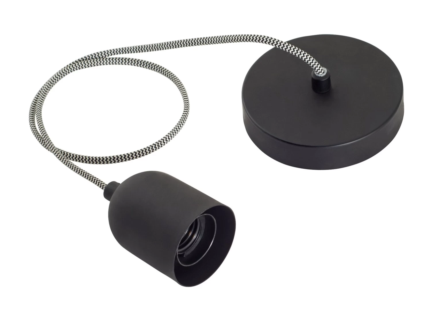 Habitat Pendant Ceiling Light - Matte Black & Herringbone 2 Habitat Pendant Ceiling Light - Matte Black & Herringbone - Image 2