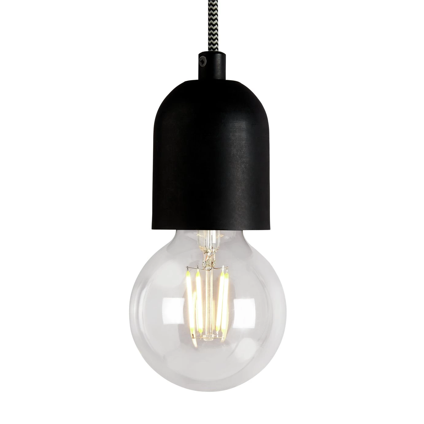 Habitat Pendant Ceiling Light - Matte Black & Herringbone 3 Habitat Pendant Ceiling Light - Matte Black & Herringbone - Image 3