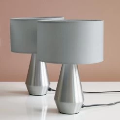 Habitat Maya Pair Of Touch Table Lamps - Silver & Cream -Habitat Store 4975894 R Z010A