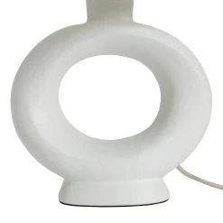 Habitat Nels Large Circle Ceramic Table Lamp - White & Beige -Habitat Store 5022887 R Z004A