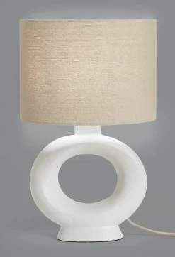 Habitat Nels Large Circle Ceramic Table Lamp - White & Beige -Habitat Store 5022887 R Z005A