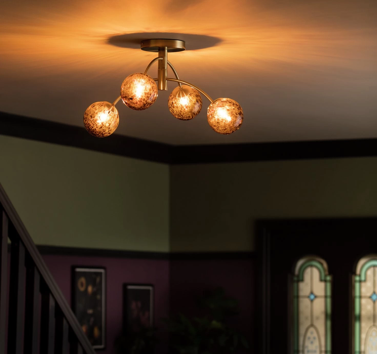 Habitat Hayle Tortoise Shell 4 Light Ceiling Light - Brass 1 Habitat Hayle Tortoise Shell 4 Light Ceiling Light - Brass