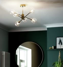 Habitat Glam 6 Light Glass Ceiling Light – Gold -Habitat Store 7835340 R Z002C