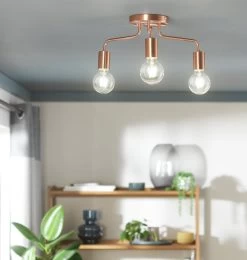 Habitat Rayner Steel LED Flush Ceiling Light - Rosegold -Habitat Store 8927226 R Z002C