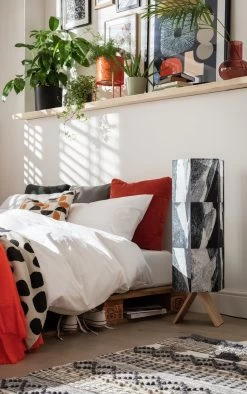 Habitat Whiteleaf Printed Column Floor Lamp - Black & White -Habitat Store 9201910 R Z002C