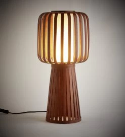 Habitat Achille Bamboo Table Lamp - Walnut & White -Habitat Store 9202414 R Z002C