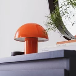 Habitat Ngami Mushroom Aluminium LED Touch Table Lamp-Orange -Habitat Store 9381672 R Z002C