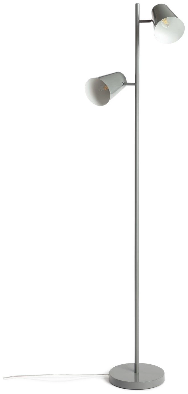 Habitat Iras Double Head Floor Lamp - Grey 2 Habitat Iras Double Head Floor Lamp - Grey - Image 2