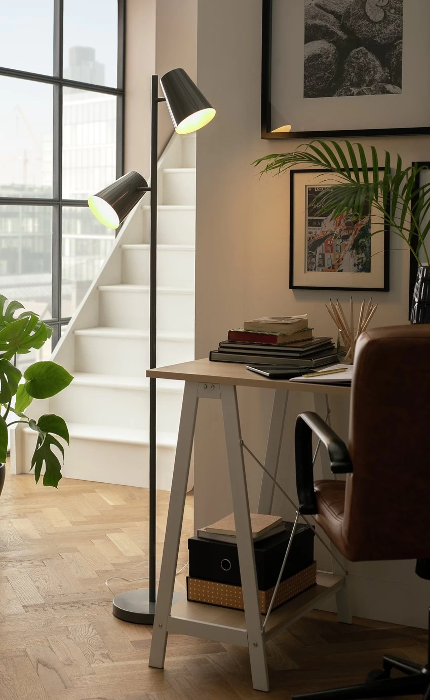 Habitat Iras Double Head Floor Lamp - Grey 9 Habitat Iras Double Head Floor Lamp - Grey - Image 9