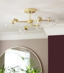 Habitat Molecular 6 Light Metal Flush Ceiling Light - Brass -Habitat Store 9409406 R Z002C