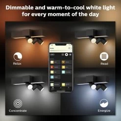 Philips Hue Centris 3 Light Flush To Ceiling Light - Black -Habitat Store 9455072 R Z005A