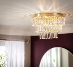 Habitat Presley Glass 3 Tier Flush To Ceiling Light - Brass -Habitat Store 9462319 R Z002C