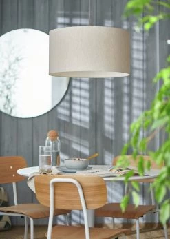 Habitat 49cm Linen Drum Shade - Oatmeal -Habitat Store 9467929 R Z002C