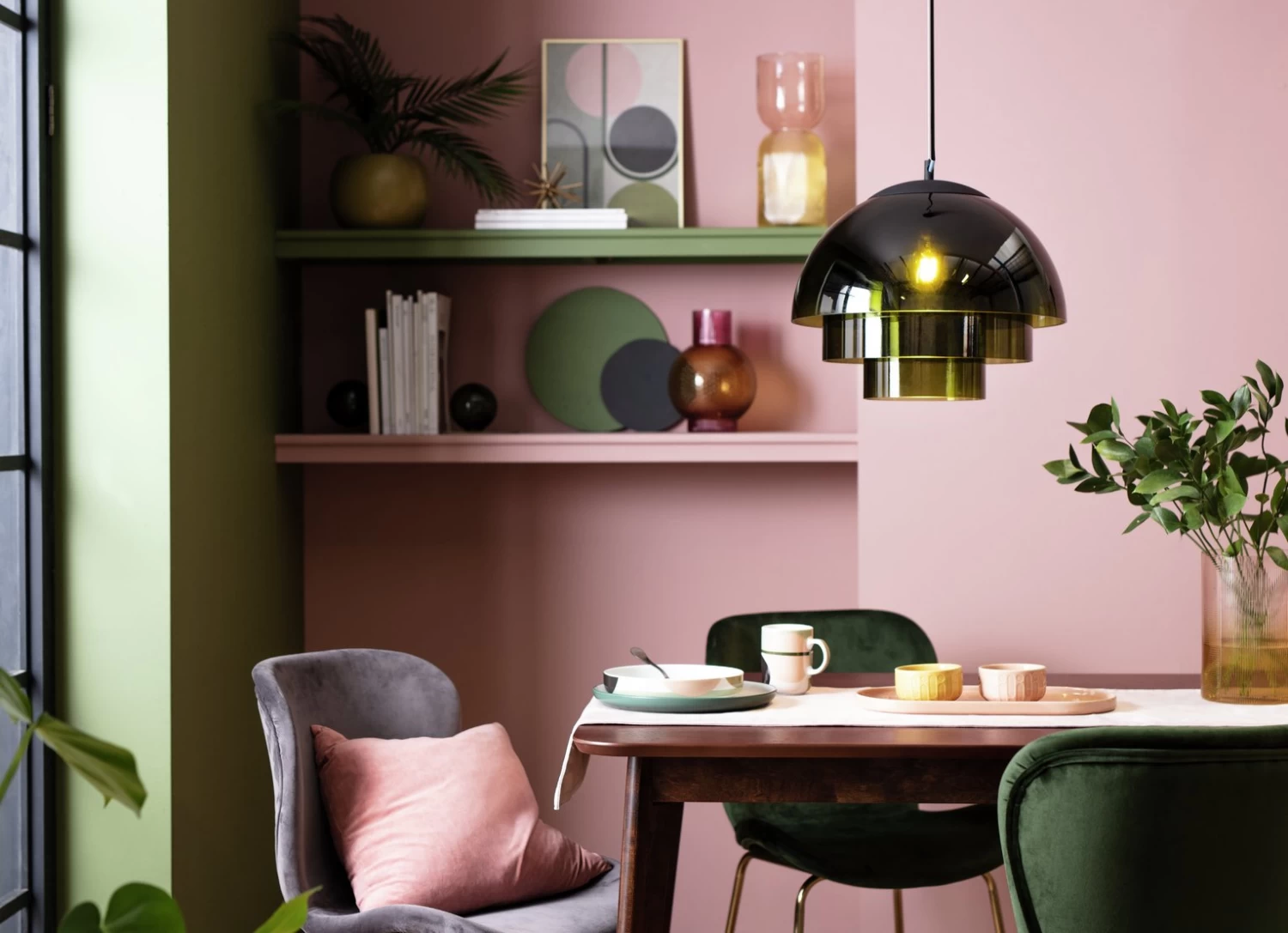 Habitat Zora 3 Tier Glass Pendant Light - Green 1 Habitat Zora 3 Tier Glass Pendant Light - Green