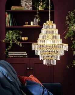 Habitat Presley Glass 8 Tier Chandelier - Brass -Habitat Store 9514449 R Z002C