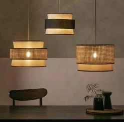 Habitat Ashi Rattan 40cm Shade - Natural & Black -Habitat Store 9519602 R Z002C