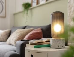 Habitat Rallie Smoked Glass Terrazzo Table Lamp – Grey -Habitat Store 9595396 R Z002C